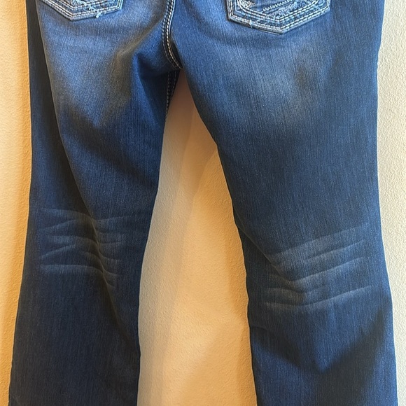 Maurices Jeans Size 13/14 Long Medium To Dark Blue Wash Fading Double Button - Picture 7 of 13